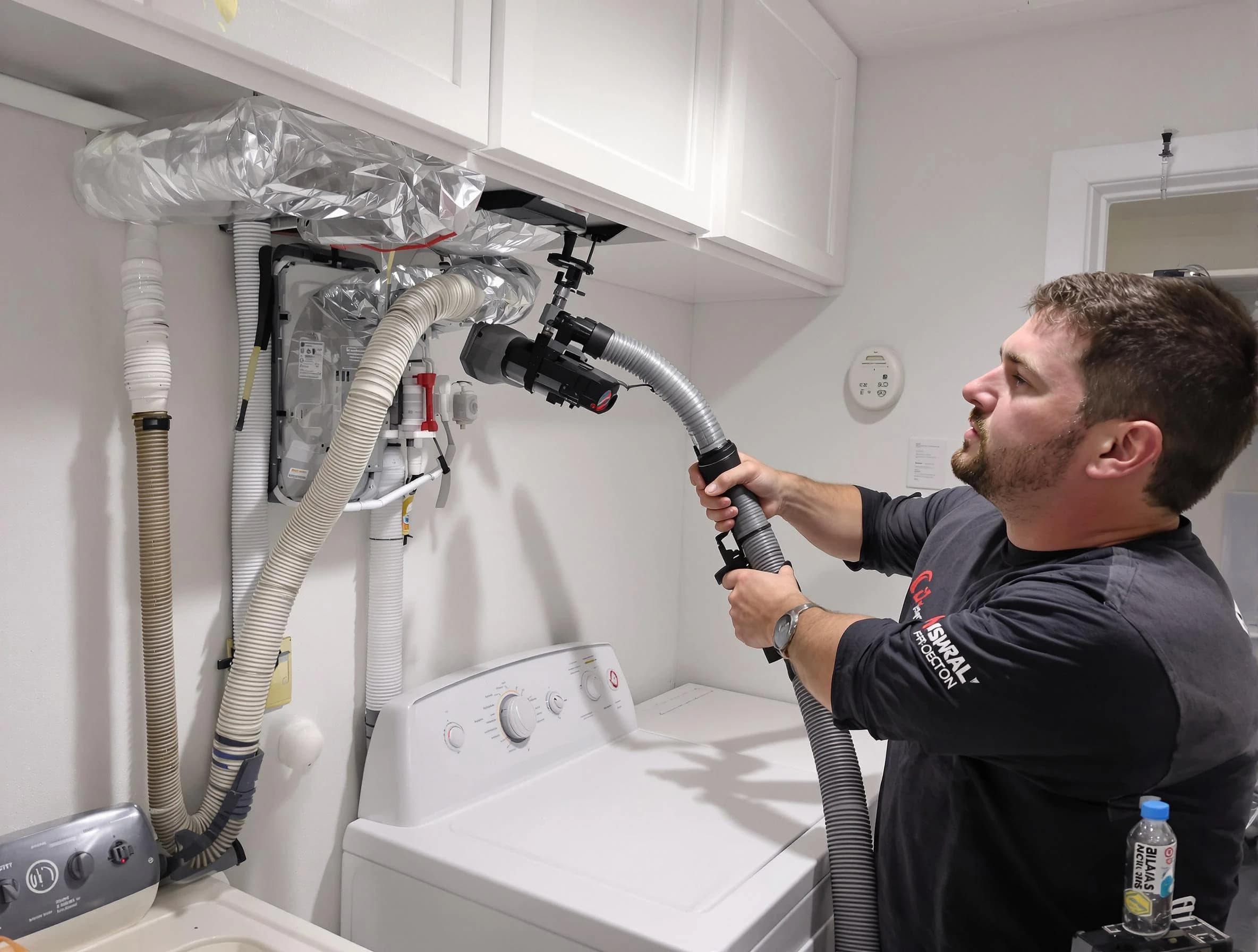 Wakefield Dryer Vent Cleaning certified technician performing safety-focused gas dryer vent cleaning in Wakefield