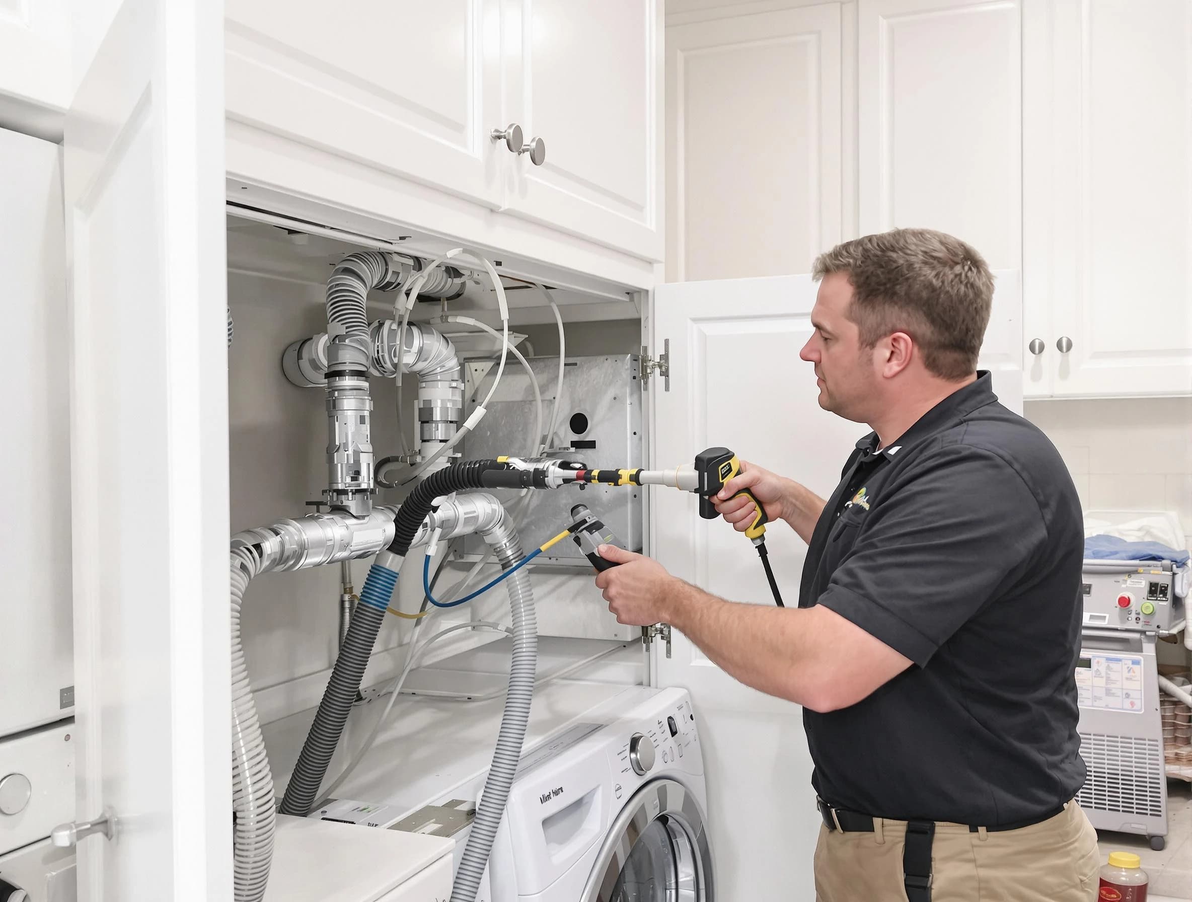 Wakefield Dryer Vent Cleaning professional removing severe blockage from a clogged dryer vent in Wakefield