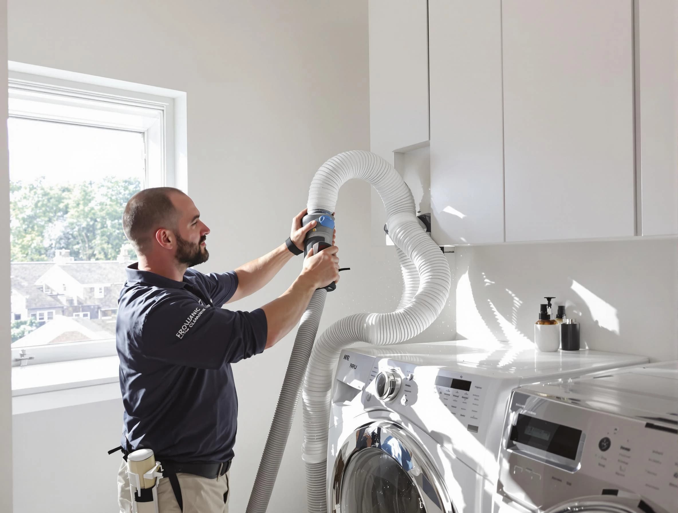 Certified Wakefield Dryer Vent Cleaning technician performing dryer vent cleaning in Wakefield